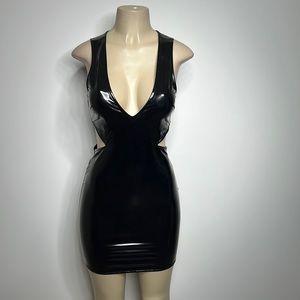 small black vinyl bodycon dress